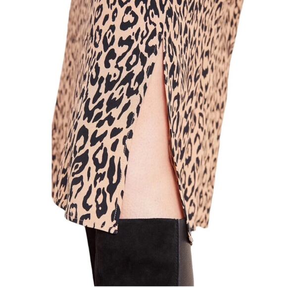 By Anthropologie MacKenzie Leopard Print Midi Shift Dress Small Mock Neck V27 - Picture 4 of 8